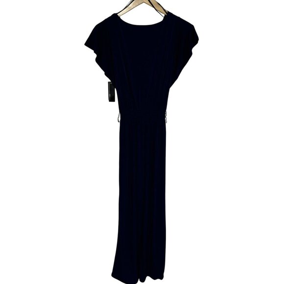AGB Petite Spring Navy Dress Jumpsuit P/M Polyester Spandex - Picture 2 of 6